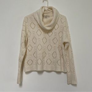 Loft Cowl Neck Cropped Popcorn Oversized Sweater S